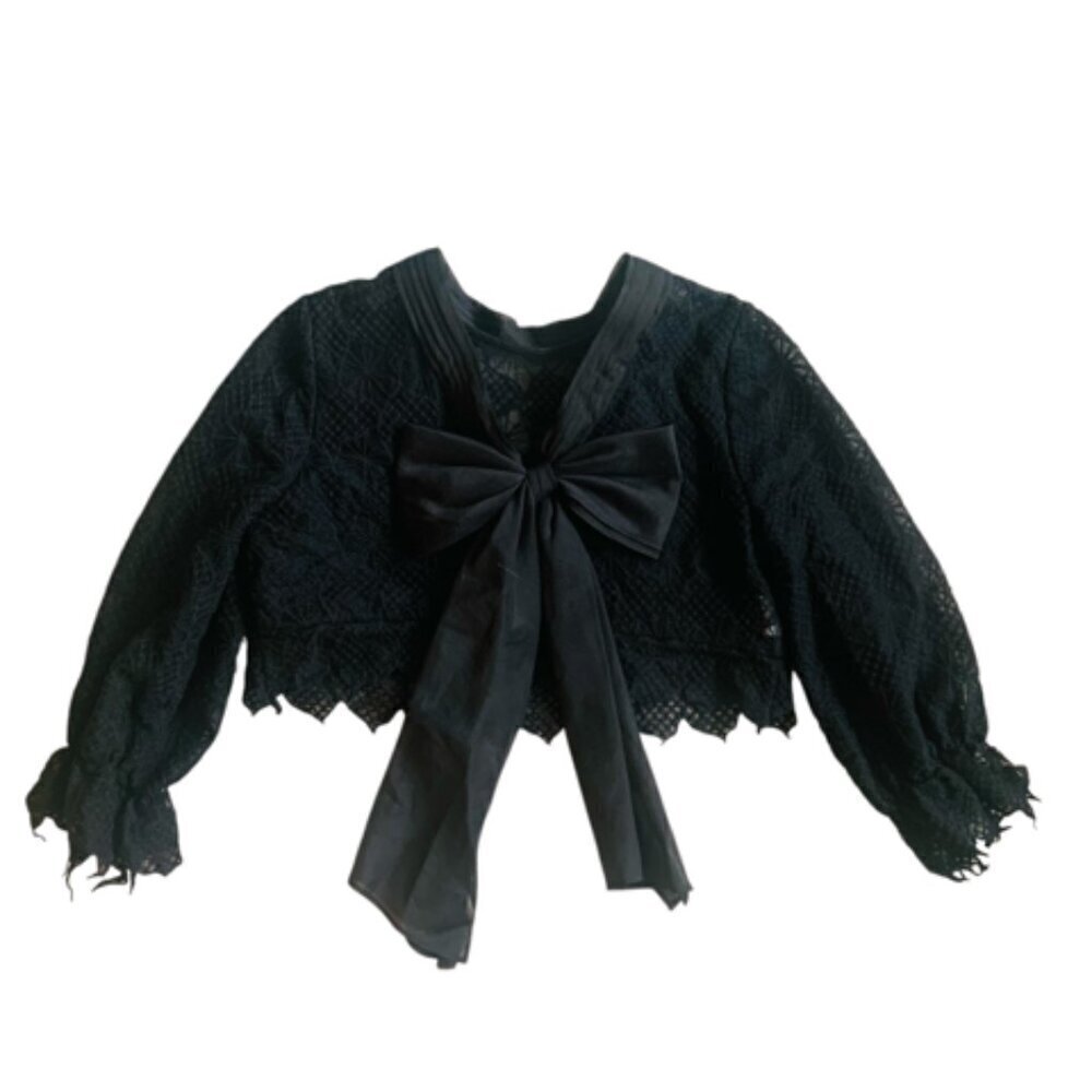 Elegant Black Lace Top with Bow